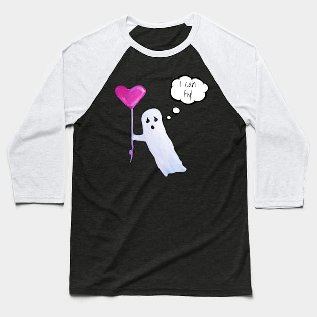 Funny Cute Ghost Baseball T-Shirt by GroovyArt